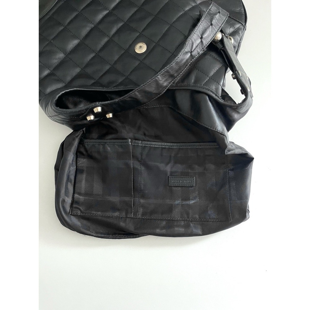 Y2K Burberry Brooke Padlock Black Quilted Leather Hobo Handbag Purse Equestrian - Picture 10 of 16